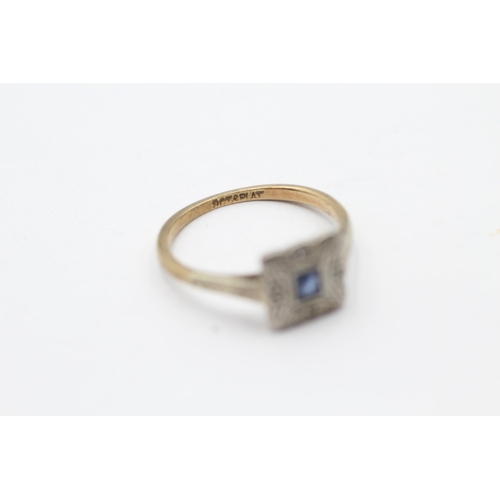 50 - 9ct Gold Antique Diamond & Sapphire Dress Ring (1.9g) Size  L