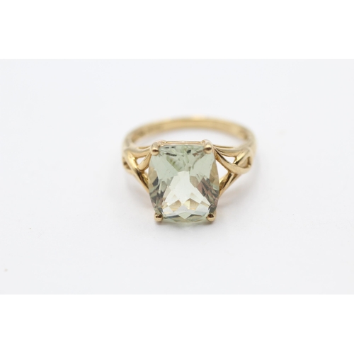 61 - 9ct Gold Mint Quartz Single Stone Ring With Openwork Shank (3.6g) Size  P