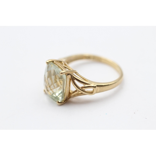 61 - 9ct Gold Mint Quartz Single Stone Ring With Openwork Shank (3.6g) Size  P