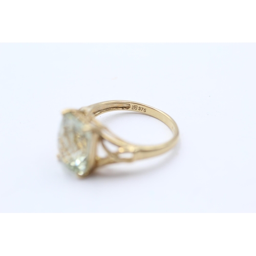 61 - 9ct Gold Mint Quartz Single Stone Ring With Openwork Shank (3.6g) Size  P