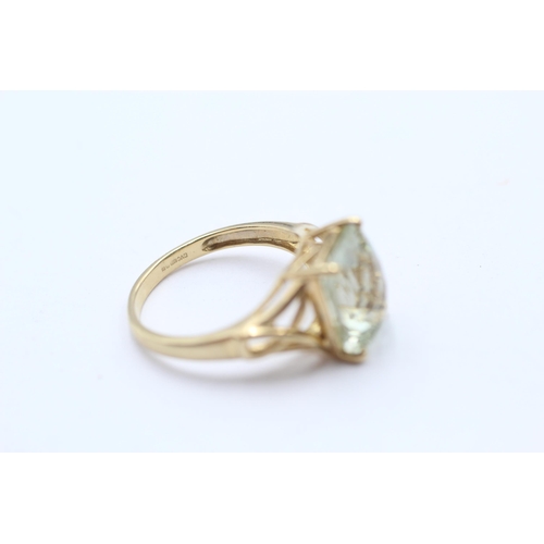 61 - 9ct Gold Mint Quartz Single Stone Ring With Openwork Shank (3.6g) Size  P