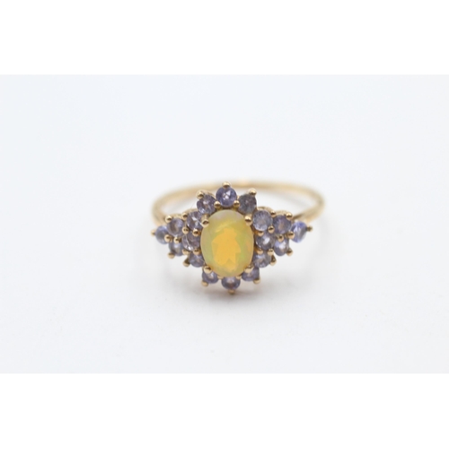 74 - 9ct Gold Tanzanite & Opal Dress Ring (2.4g) Size  S