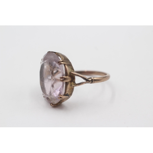 80 - 9ct Gold Amethyst Single Stone Ring (4.1g) Size  M