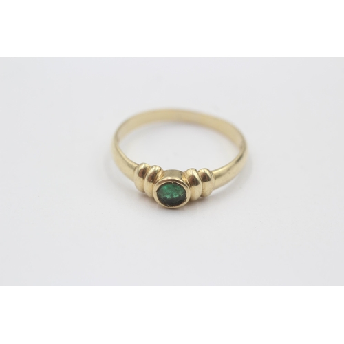 81 - 14ct Gold Emerald Single Stone Ring (2.6g) Size  S