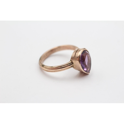 89 - 9ct Gold Amethyst Single Stone Ring (4.2g) Size  P