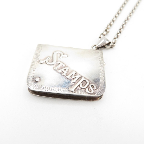 180 - A Silver Stamp Holder Pendant And Chain (29g)