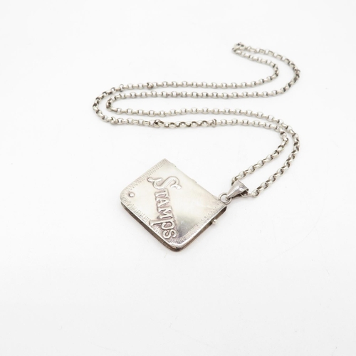 180 - A Silver Stamp Holder Pendant And Chain (29g)