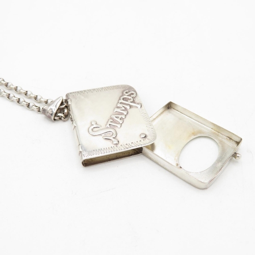 180 - A Silver Stamp Holder Pendant And Chain (29g)