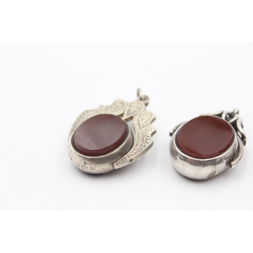 176 - Three Antique Silver Gemstone Swivel Fobs (32g)