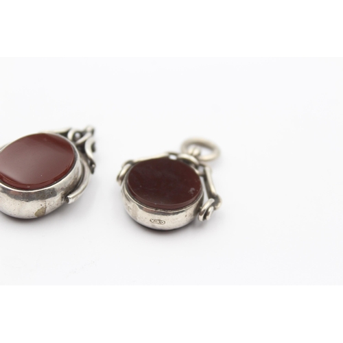 176 - Three Antique Silver Gemstone Swivel Fobs (32g)