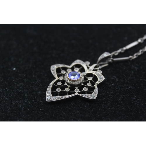 181 - An Edwardian Silver Paste Set Pendant Necklace (14g)