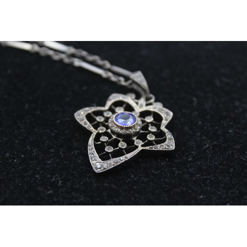 181 - An Edwardian Silver Paste Set Pendant Necklace (14g)