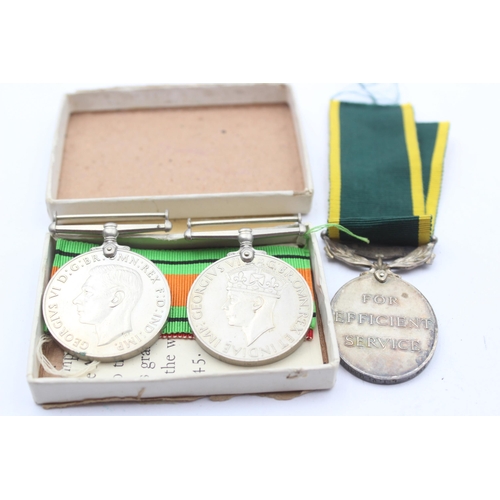 266 - WW2, Territorial Medal Group Inc Boxed War & Defence & Territorial S. Sgt Martin