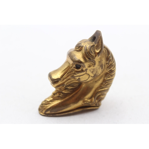 269 - Antique / Vintage Brass Novelty Horse Head Tobacciana Vesta / Match Case