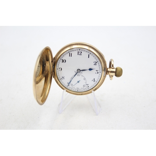 270 - VERTEX Gent's Rolled Gold Full Hunter Vintage POCKET WATCH Hand-wind WORKING