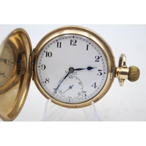 270 - VERTEX Gent's Rolled Gold Full Hunter Vintage POCKET WATCH Hand-wind WORKING