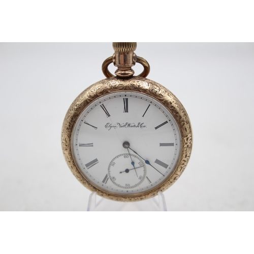 271 - ELGIN Gent's Rolled Gold Open Face Antique POCKET WATCH Hand-wind WORKING