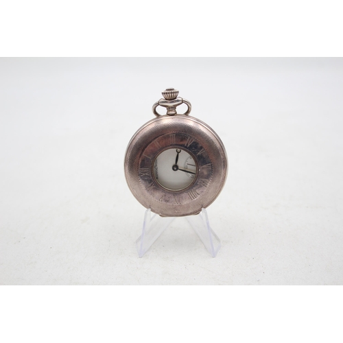 272 - MAPPIN & WEBB 925 SILVER Gents Vintage Half Hunter POCKETWATCH Hand-wind WORKING