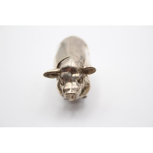 283 - Antique / Vintage Stamped .925 STERLING SILVER Novelty Pig Vesta Case (41g)