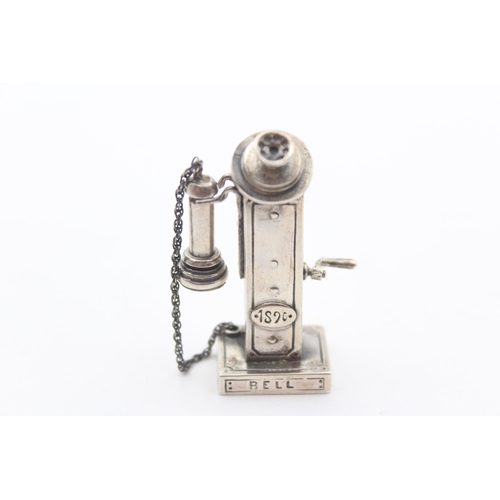 286 - Vintage Hallmarked 1994 London Imported Sterling Silver Miniature Telephone 41g