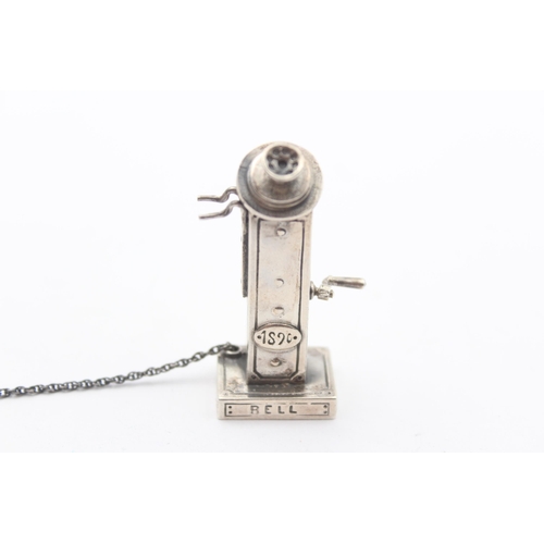 286 - Vintage Hallmarked 1994 London Imported Sterling Silver Miniature Telephone 41g