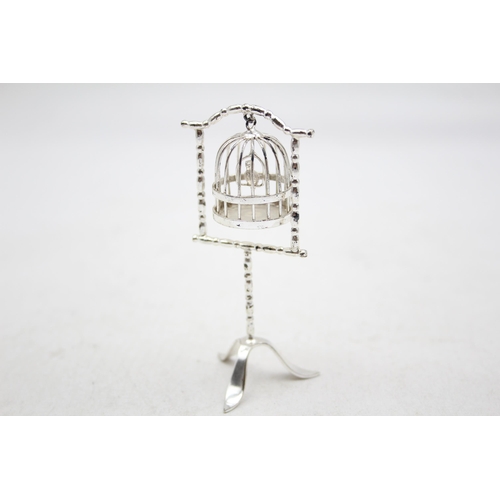 293 - Vintage Stamped .925 STERLING SILVER Novelty Miniature Doll's House Birdcage 19g