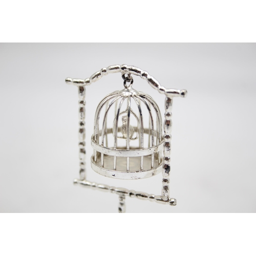 293 - Vintage Stamped .925 STERLING SILVER Novelty Miniature Doll's House Birdcage 19g