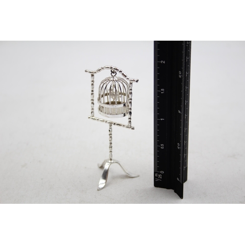 293 - Vintage Stamped .925 STERLING SILVER Novelty Miniature Doll's House Birdcage 19g