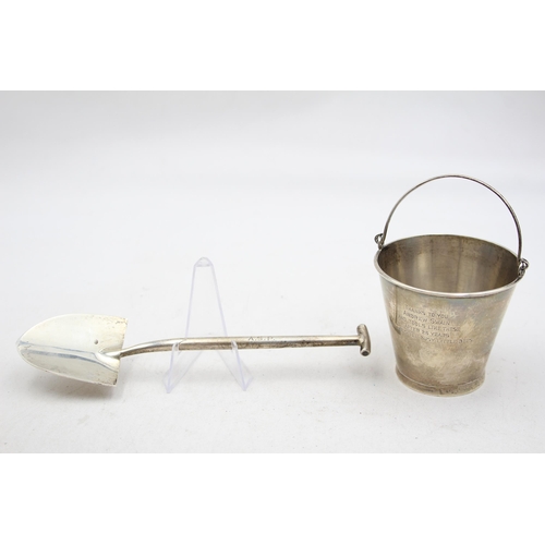 297 - Vintage Hallmarked 1970 Edinburgh STERLING SILVER Novelty Bucket & Shovel (109g)