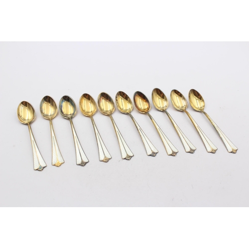 298 - 10 x DAVID ANDERSON .925 Sterling Silver Gilt Guilloche Enamel Spoons (96g)