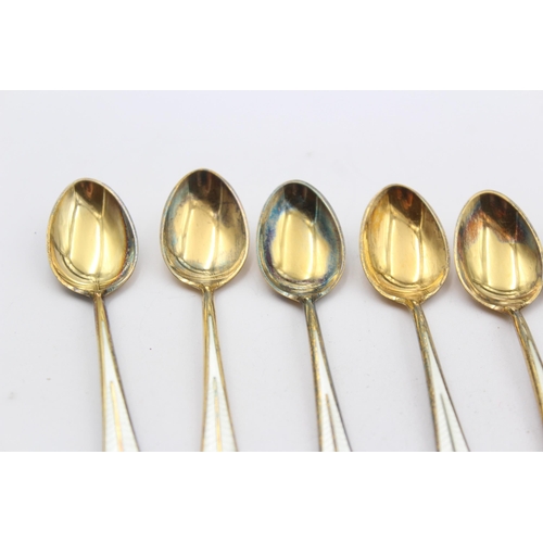 298 - 10 x DAVID ANDERSON .925 Sterling Silver Gilt Guilloche Enamel Spoons (96g)