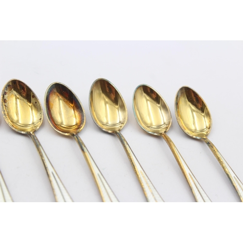 298 - 10 x DAVID ANDERSON .925 Sterling Silver Gilt Guilloche Enamel Spoons (96g)