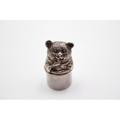 300 - Vintage Hallmarked 1997 Birmingham STERLING SILVER Novelty Bear Pill Box (21g)