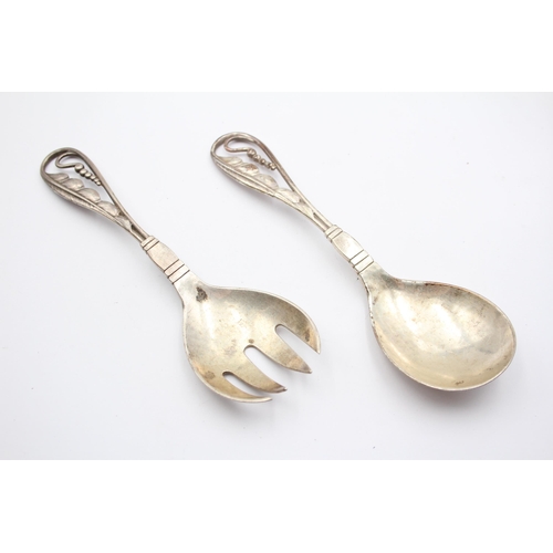 301 - Vintage GEORG JENSEN Stamped .925 Denmark Sterling Silver Salad Servers (74g)