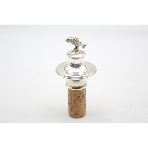 305 - Vintage Stamped .925 STERLING SILVER Novelty Fish Wine Bottle Stopper 40g