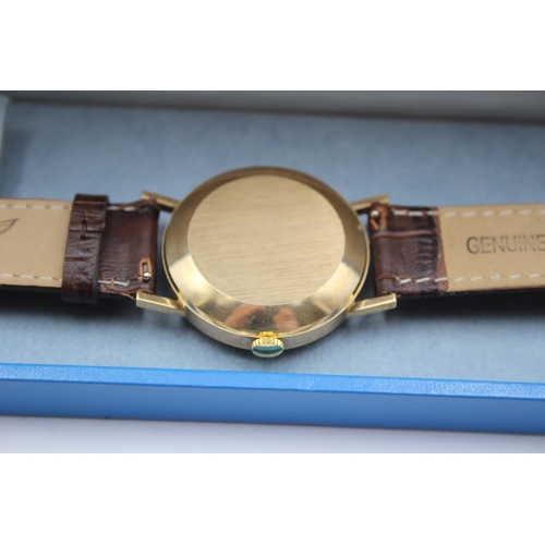 308 - GARRARD Men's 9ct GOLD Cased Vintage WRISTWATCH Automatic WORKING Boxed