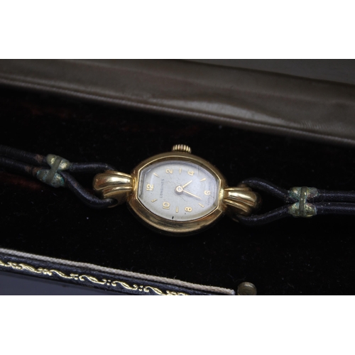 312 - LONGINES Women's Vintage 18K Gold Cased WRISTWATCH Hand-Wind WORKING Boxed