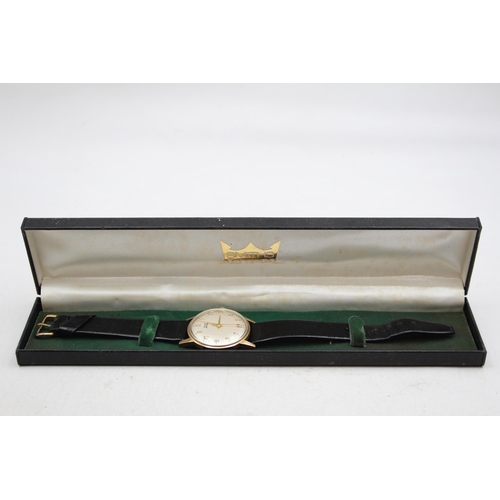 314 - ASTRAL By SMITHS Men's 9ct GOLD Cased Vintage WRISTWATCH Hand-wind WORKING Boxed