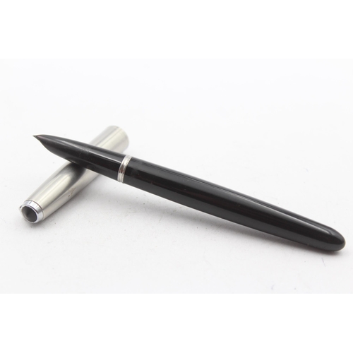 319 - Vintage PARKER 51 Black FOUNTAIN PEN w/ Brushed Steel Cap WRITING Cased