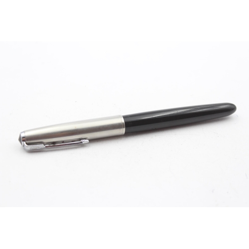 319 - Vintage PARKER 51 Black FOUNTAIN PEN w/ Brushed Steel Cap WRITING Cased