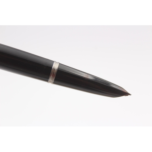 321 - Vintage PARKER 51 Black FOUNTAIN PEN w/ Brushed Steel Cap WRITING Boxed