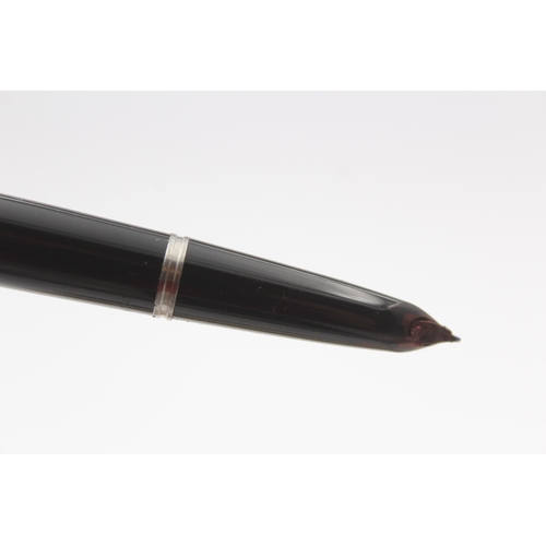 321 - Vintage PARKER 51 Black FOUNTAIN PEN w/ Brushed Steel Cap WRITING Boxed