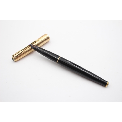 330 - Vintage PARKER 61 Black FOUNTAIN PEN w/ Part Chalk Mark, Rolled Gold Cap Etc