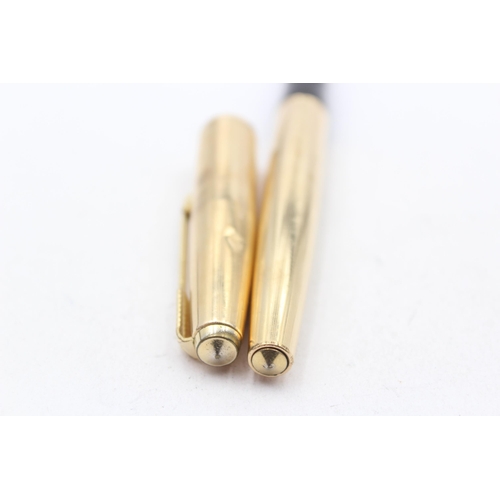 331 - Vintage PARKER 61 Rolled Gold FOUNTAIN PEN w/ Gold Plate Nib WRITING (23g)