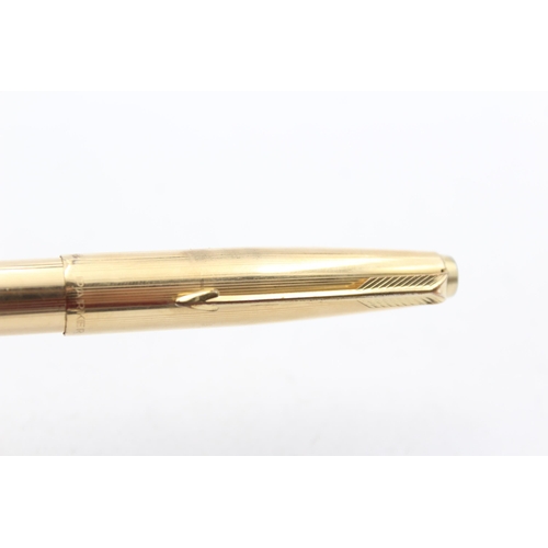 331 - Vintage PARKER 61 Rolled Gold FOUNTAIN PEN w/ Gold Plate Nib WRITING (23g)