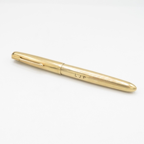 336 - Vintage PARKER 51 Rolled Gold Cased Fountain Pen w/ 14ct Gold Nib WRITING (27g)