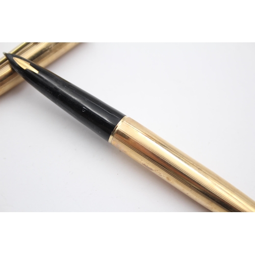 337 - Vintage PARKER 61 Rolled Gold FOUNTAIN PEN w/ Gold Plate Nib WRITING (24g)