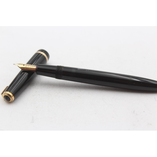 343 - Vintage PARKER Senior Duofold Black FOUNTAIN PEN w/ Gold Plate Nib WRITING Boxed