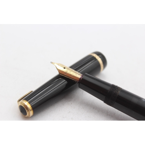 343 - Vintage PARKER Senior Duofold Black FOUNTAIN PEN w/ Gold Plate Nib WRITING Boxed