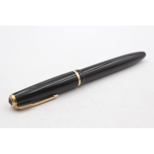 343 - Vintage PARKER Senior Duofold Black FOUNTAIN PEN w/ Gold Plate Nib WRITING Boxed